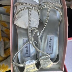 Touch Ups Silver Heels with Rhinestone Embellishments